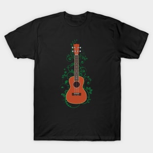 Mahogany Ukulele Flowering Vines T-Shirt